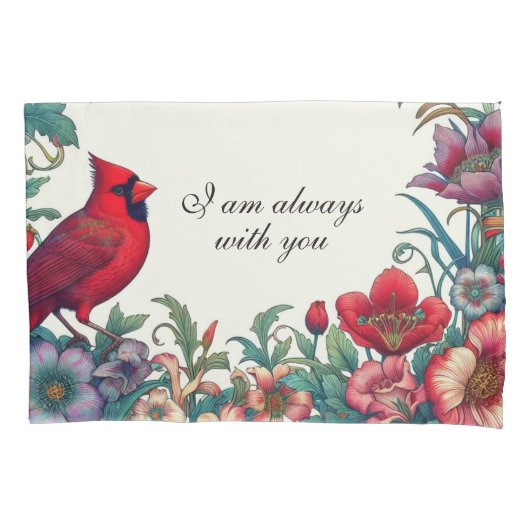 Roter Kardinal gibt Beileid Keepake Memorial Kissenbezug (Vorderseite)