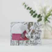 Roter Kardinal glücklich Neues Jahr Postkarte (Stehend Vorderseite)