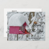 Roter Kardinal glücklich Neues Jahr Postkarte (Vorne/Hinten)