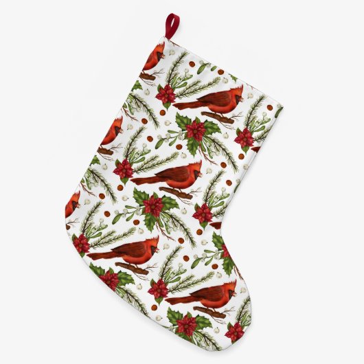 Roter Kardinal Grosser Strumpf Großer Weihnachtsstrumpf (Vorderansicht (hängend))