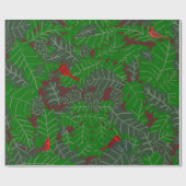 Roter Kardinal Grüne Blätter Braune Pine Cones Aco Geschenkpapier (Flach)
