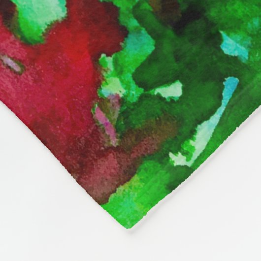 Roter Kardinal Grüner Wald Wasserfarbe Fleecedecke (Ecke)