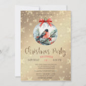 Roter Kardinal Holly Berry Ball Weihnachten Einladung (Vorderseite)