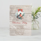 Roter Kardinal Holly Berry Ball Weihnachtskonzern Einladung (Stehend Vorderseite)