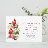 Roter Kardinal Holly Berry Holiday CHRISTMAS PARTY Einladung (Stehend Vorderseite)