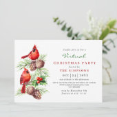 Roter Kardinal Holly Berry VIRTUAL Party Einladung (Stehend Vorderseite)