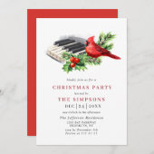 Roter Kardinal Holly Berry Weihnachtsfeier Einladung (Vorne/Hinten)
