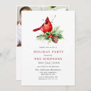 Roter Kardinal Holly Berry Weihnachtsfeier Einladung