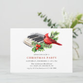 Roter Kardinal Holly Berry Weihnachtsfeier I Einladung (Stehend Vorderseite)