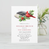 Roter Kardinal Holly Berry Weihnachtsfeiertag BRUN Einladung (Stehend Vorderseite)