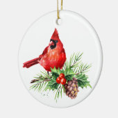 Roter Kardinal Holly Berry Weihnachtsfeiertag Keramik Ornament (Links)