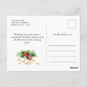 Roter Kardinal Holly Berry Weihnachtsfeiertag Postkarte (Rückseite)