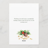 Roter Kardinal Holly Berry Weihnachtsgrüßen Feiertagskarte (Rückseite)