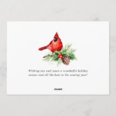 Roter Kardinal Holly Berry Weihnachtsgrüßen Feiertagskarte (Rückseite)