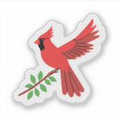 Roter Kardinal | Hübsch gestrichene Baumzweigung Aufkleber (Vorderseite)