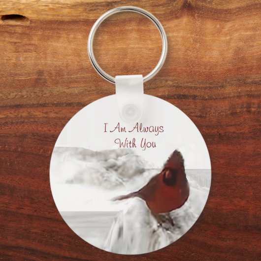 Roter Kardinal "Ich bin immer bei dir" Schlüsselan Schlüsselanhänger (Vorderseite)