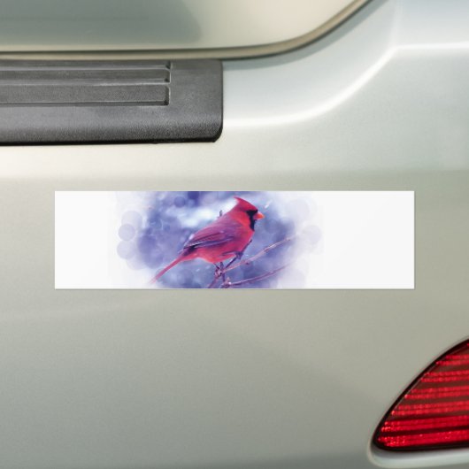 Roter Kardinal im Blizzard Autoaufkleber (Auf Auto)