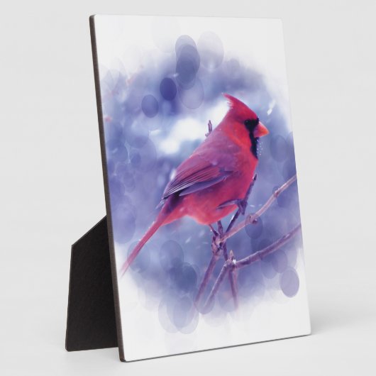 Roter Kardinal im Blizzard Fotoplatte (Seite)
