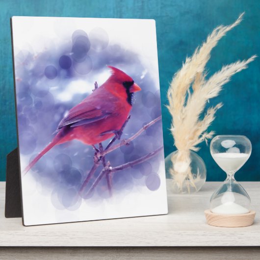 Roter Kardinal im Blizzard Fotoplatte (Seite)