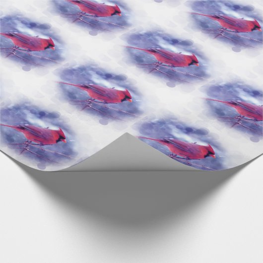 Roter Kardinal im Blizzard Geschenkpapier (Ecke)