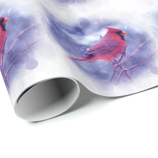 Roter Kardinal im Blizzard Geschenkpapier (Rolleneckpunkt)