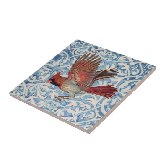 Roter Kardinal im Flug Fliese (Seite)