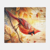 Roter Kardinal im Herbst Fleecedecke (Vorderseite (Horizontal))