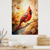 Roter Kardinal im Herbst Poster (Küche)