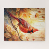 Roter Kardinal im Herbst Puzzle (Horizontal)