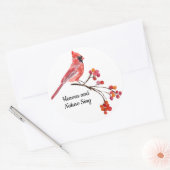 Roter Kardinal im Himmel und in der Natur Urlaub Runder Aufkleber (Umschlag)