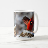 Roter Kardinal im Schnee Kaffeetasse (VorderseiteRechts)