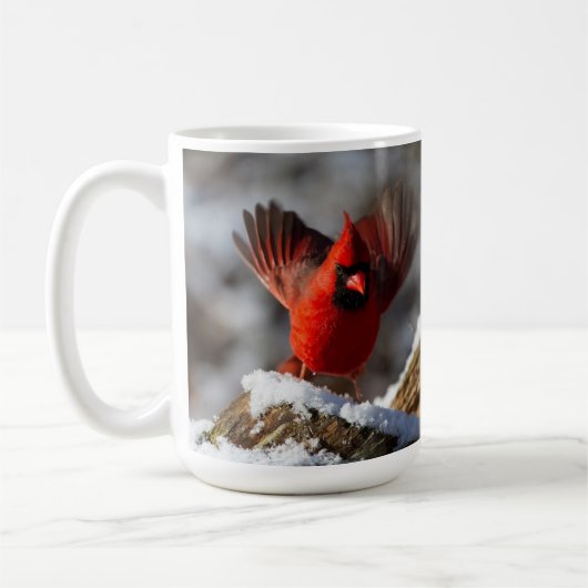 Roter Kardinal im Schnee Kaffeetasse (Links)