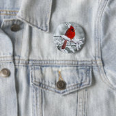 Roter Kardinal im Schnee-Knopf Button (Beispiel)