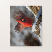 Roter Kardinal im Schnee Puzzle (Vertikal)
