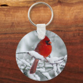 Roter Kardinal im Schnee-Schlüsselanhänger Schlüsselanhänger (Vorderseite)