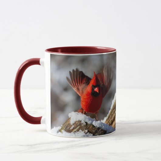 Roter Kardinal im Schnee Tasse (Links)
