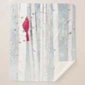 Roter Kardinal im schönen, schneebedeckten Birkenw Sherpadecke (Vorderseite)