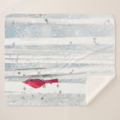 Roter Kardinal im schönen, schneebedeckten Birkenw Sherpadecke (Vorderseite (Horizontal))