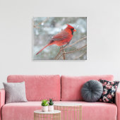 Roter Kardinal im Winter Leinwanddruck (Insitu (Wohnzimmer))