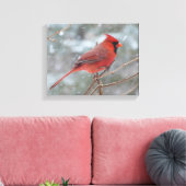 Roter Kardinal im Winter Leinwanddruck (Insitu (Wohnzimmer))