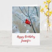 Roter Kardinal im Winter Nature Foto Geburtstag Karte (Gelbe Blume)
