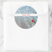 Roter Kardinal im Winter Nature Foto Vielen Dank Runder Aufkleber (Tasche)