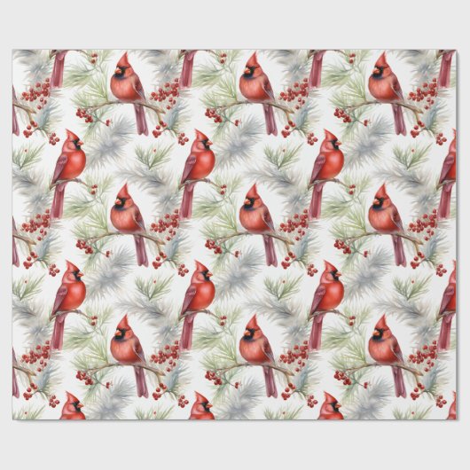 Roter Kardinal im Winter, Weihnachten Geschenkpapier (Flach)