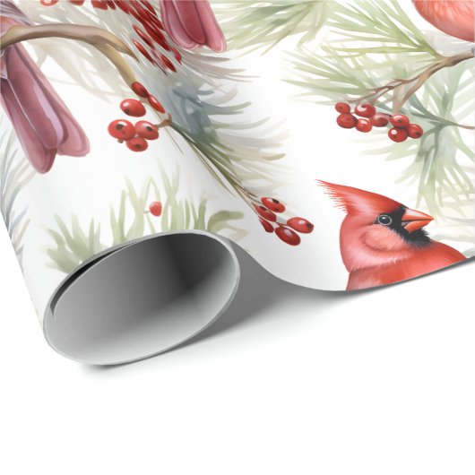 Roter Kardinal im Winter, Weihnachten Geschenkpapier (Rolleneckpunkt)
