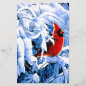 Roter Kardinal im Winterschnee Briefpapier (Vorderseite)
