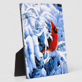 Roter Kardinal im Winterschnee Fotoplatte (Seite)