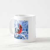 Roter Kardinal im Winterschnee Kaffeetasse (Vorderseite Links)