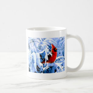 Roter Kardinal im Winterschnee Kaffeetasse