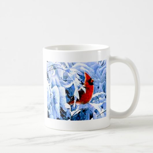 Roter Kardinal im Winterschnee Kaffeetasse (Rechts)