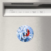 Roter Kardinal im Winterschnee Magnet (In Situ (Geschirrspüler))